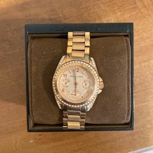Small rose gold jewel encrusted Michael Kors watch